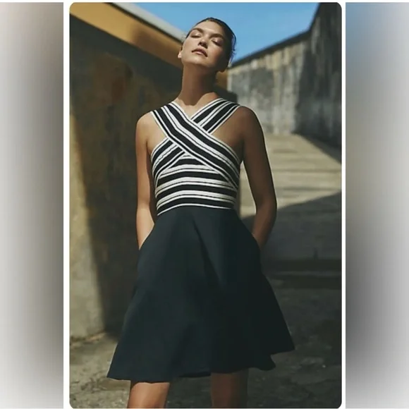 Maeve by Anthropologie Crosswire Fit & Flare Bandage Dress | Size 2 - Picture 2 of 6